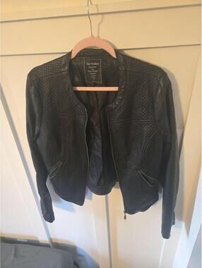 Yest Fashion Faux Leather Quilted Moto Jacket Black